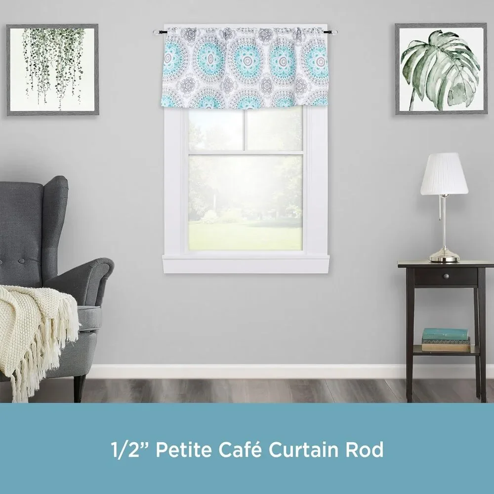 Kenney Harris 1/2 in Petite Café Decorative Curtain Rod, Matte Black, 28 to 48 i